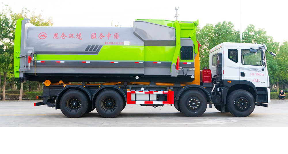 東風(fēng)華神前四后八車廂可卸式垃圾車圖3